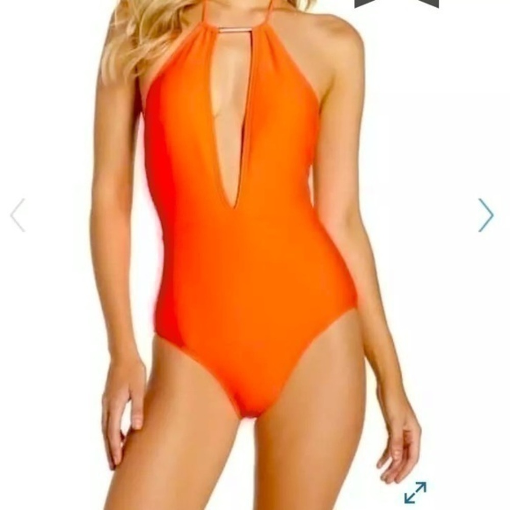 NWT Ted Baker neon / orange coral one piece swimsuit US 2